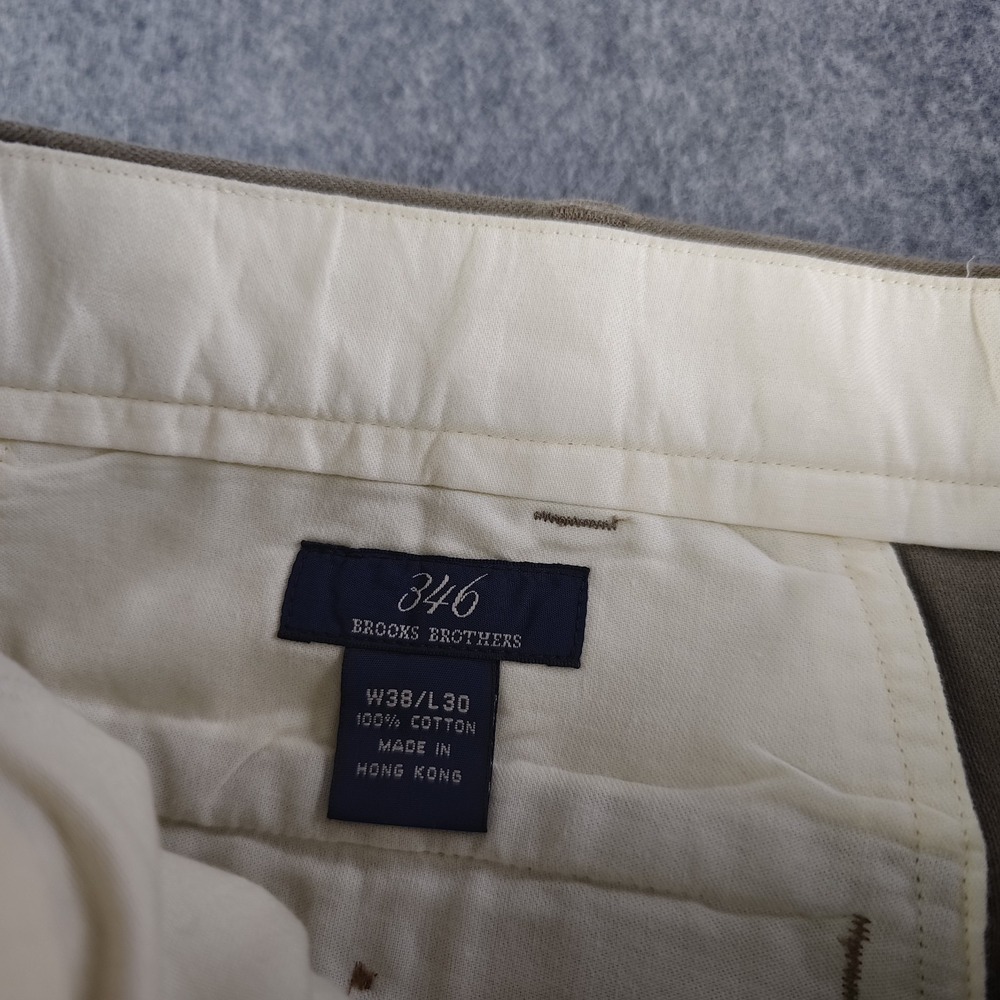 Brooks Brothers 346 Dress Pants Mens 38x30 Brown Pleated Cuffed 100% Cotton - Picture 6 of 8